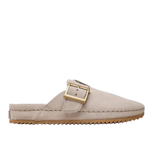 CLARKS BROOKLEIGH MULE - TAN WARMLINED SUEDE