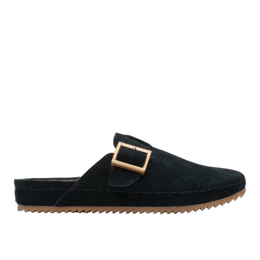 CLARKS BROOKLEIGH MULE - BLACK WARMLINED SUEDE