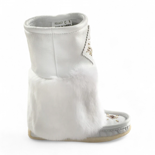 LAURIENTIAN CHIEF 13" LEATHER MUKLUKS - WHITE